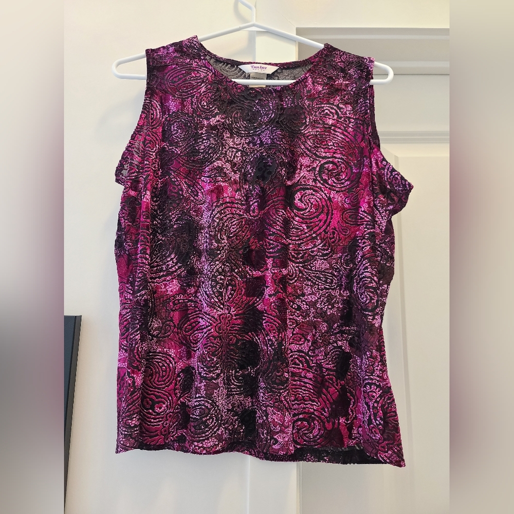 TanJay Pink and Black Sleeveless Tank Top